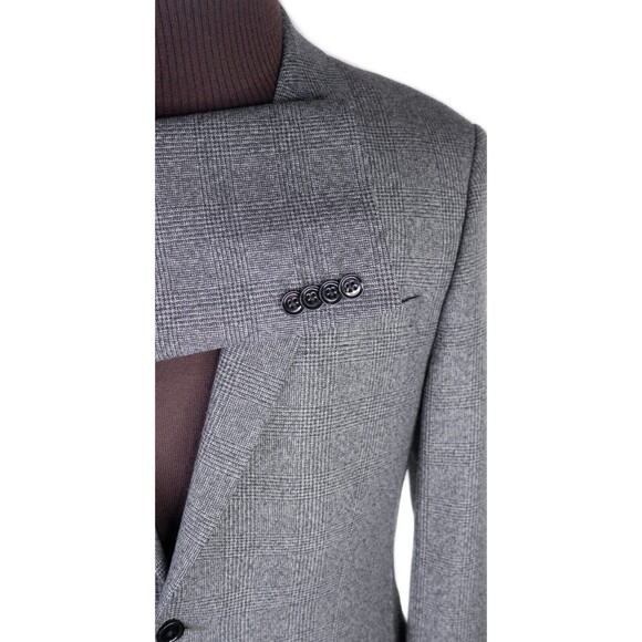 Express Photographer Blazer Sport Coat Mens 40R Fitted Plaid 2 Button Wool Blend - Picture 6 of 14